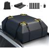 COSTWAY Borsa da Tetto per Auto Impermeabile 15Cu.Ft/425L, Box Tetto Universale con Tappetino Antiscivolo+ 12 Cinghie+ 6 Ganci, Sacca per Auto con/senza Barre Portapacchi(Nero)