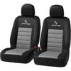 WOLTU Set Coprisedili Anteriori Auto 2 Posti Seat Cover Protezioni Universali per Macchina Tessuto Poliestere Nero/Grigio