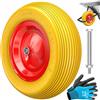 MASKO® Ruota per carriola in gomma piena PU da 200 kg anti-foratura - 4.80/4.00-8 Ø 390 mm, incl. asse - ruota di ricambio - ruota in gomma con cerchione in acciaio - pneumatico anti-foratura