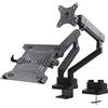 Maclean MC-813 - Supporto per Monitor con Molla a Gas, per Laptop e Monitor VESA 75 x 75 100 x 100 17"-32", per 1 Monitor e 1 Laptop