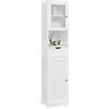 Yaheetech Armadietto da Terra con Ripiani Regolabili Armadio da Bagno con Ante Mobile Autoportante in Vetro Mobiletto con Cassetto per Cucina Soggiorno Stile Shabby Chic 40 × 30 × 170 cm Bianco