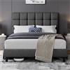 Yaheetech Letto Imbottito 160 x 200 cm con Testiera Quadrata Altezza Regolabile Doghe in Legno Grigio Scuro