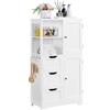 Yaheetech Mobile da Bagno Bianco Mobiletto da Terra con 3 Cassetti e Armadietto Mobile con Ganci Portaoggetti Armadietto Moderno 60 x 30 x 107 cm