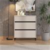 Dmora Cassettiera Chiketo 80x40x90h cm Beige 3 Cassetti Apertura Scorrevole, Chiusura Scorrevole