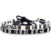 Made by Nami Braccialetto Surfer Boho Set di 2 - Donna e Uomo - Accessori Fatti a Mano per Festa in Spiaggia - Etnico Hippie - 100% Impermeabile e Regolabile - Amicizia Ragazze (Nero & Bianco)