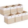 SONGMICS Scatole Portaoggetti, Set di 6, Contenitori in Tessuto, Pannelli in PP, Inodori, Pieghevoli, per Scaffale a Cubo, 30 x 30 x 30 cm, Bianco Nuvola e Beige Sabbia RFB430LF02