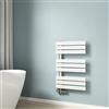 EMKE Scaldasalviette termoarredo piatto, Termoarredo da Bagno, 762 x 500 mm, bianco, collegamento laterale, 397W, radiatore scaldasalviette ad acqua calda