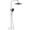 Auralum Colonna Doccia con Miscelatore Termostatico, Miscelatore Doccia Esterno, Saliscendi Doccia con Soffione Doccia 30*19cm e Doccetta 3 Getti, Saliscendi Doccia Altezza Regolabile 90-125cm, Cromo