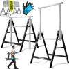 MASKO® Cavalletto da lavoro telescopico | Cavalletto pieghevole max. portata 200 kg | Regolabile in altezza min/max. altezza di lavoro 800 - 1300 mm | con guanti, Set di 2 - Argento/Nero