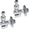 Generico Set 2 Rubinetti Sottolavabo a Sfera 1/2" x 3/8" con Filtro integrato e snodo| Ottone Nichelato CW617N | per Lavabo e Bidet bagno Made In Italy | Controllo acqua Calda e fredda | Leva in Metallo