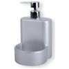 KOOK TIME Dispenser sapone cucina grigio | Porta sapone cucina e porta spugna ceramica | Dispenser detersivo piatti | Organizzatore per lavello da cucina compatto.10x11.5x18 cm. Colore:Grigio