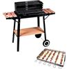 EMPOTEC Barbecue Top Fire Empotec da Esterno Griglia Acciaio Antivento Ripiani Ruote Pratico Comodo Facile da Usare Cottura 5 Livelli Grill Carbonella Omaggio Griglia Spiedini
