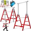 MASKO® Cavalletto da lavoro telescopico | Cavalletto pieghevole max. portata 200 kg | Regolabile in altezza min/max. altezza di lavoro 800 - 1300 mm | con guanti, Set di 2 - Argento/Rosso
