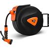 BOUDECH® KAI 20 - Avvolgitubo Automatico per Giardino Acqua Girevole ed Autoavvolgente Montaggio a Parete (20+1MT)