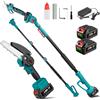 ONEVAN Troncarami a batteria con manico telescopico, 4 in 1, motosega a batteria da 6 pollici senza spazzole + forbici da 25 mm + asta telescopica da 260 cm, angolo regolabile a 180°, con 2 batterie