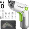 WORKPRO Avvitatore a Batteria da 3,6 V, Avvitatore Elettrico a Batteria, Set di Cacciavite Elettrico, Design Eccentrico, Punte Cr-V, con Portapunte Magnetico, Luce LED e Scatola Portatile,Verde
