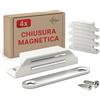 LouMaxx Chiusura Magnetica molto forte - Forza di Tenuta 8kg - Set di 4 Pezzi in Bianco - Magnete per Porte - Calamita Magnetica - Chiusura Magnetica per Armadi