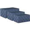 Brandsseller set di 3 Scatole Portaoggetti - 22x15x11 cm, 21x13x9,5 cm, 19x11x8,5 cm - Cestini rettangolari senza coperchio - intrecciati in effetto rattan con struttura in metallo - Blu Acqua
