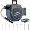 XPOtool Portatubo da giardino con avvolgitore automatico, avvolgitubo da parete con tubo da 20 m, avvolgitore per tubo acqua