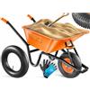 MASKO® Carriola da costruzione Carriola da giardino 100 litri 250 kg Pneumatici con cerchio in acciaio + tubo di ricambio Tubo per carriola, telaio in acciaio zincato Carriola da giardino