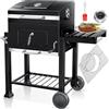 KESSER® Barbecue con Carrello XL Barbecue a carbonella con Coperchio, Ruote, Manico in Acciaio Inox, griglia e termometro a carbonella,Grande Barbecue a carbonella Barbecue da Campeggio