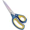 LIVINGO 22 cm Fabric Scissors, Heavy Duty Multi-Purpose Titanium Coating Forged Stainless Steel Sharp Sewing Tailor Dressmaking Shears Comfort Grip Crafting Leather Cutting, Navy Blue/Yellow
