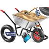 MASKO® Carriola da costruzione Carriola da giardino 100 litri 250 kg Pneumatici con cerchio in acciaio + tubo di ricambio Tubo per carriola, telaio in acciaio zincato Carriola da giardino