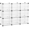 SONGMICS Portaoggetti a Cubi con Ante, Scarpiera in Plastica, Organizzatore a Scompartimenti, Tappetini di Gomma Inclusi, Armadio per Guardaroba, Soggiorno, Camera da Letto, Bianco LPC502W
