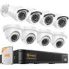 Anlapus 1080P Kit di Sorveglianza 8CH H.265+ Videoregistrator DVR con 8pcs Telecamera Esterno, 1TB HDD, Visione Notturna, Motion Detection, Allarme E-mail, P2P