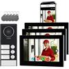Honmidatek Videocitofono cablato con 3 Monitor Touch da 7 Pollici, Pannello Esterno con Telecamera, Campanello Video 2 Fili con Visione Notturna,Audio Bidirezionale, per 3 Famiglie