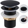 Ulytid Piletta Lavabo Bagno Nero, Piletta Click Clack Senza Troppopieno, Pop-Up Valvola di Scarico per Lavabi e Lavandini Sifone Bidet, Universal G1 1/4"