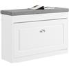SoBuy Scarpiera Salvaspazio Slim con Seduta - Panca Scarpiera da Ingresso Cassapanca Contenitore da Interno, Mobile Ingresso per Scarpe, Regolabile, 75x24x51 cm, Bianco, FSR82-L-W