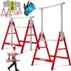 MASKO® Cavalletto da lavoro telescopico | Cavalletto pieghevole max. portata 200 kg | Regolabile in altezza min/max. altezza di lavoro 800 - 1300 mm | con guanti, Set di 8 - Argento/Rosso