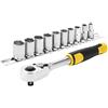 STANLEY STMT82666-0 Set cricchetto att. 1/4" + Chiavi a bussola-11 pz, Grigio, 11 Pièces