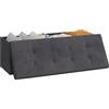 WOLTU Poggiapiedi Cassapanca Contenitore Scarpiera Pouf Sgabello Pieghevole Panca con Coperchio Sedia Bassa in Velluto Grigio 110x37,5x38 cm