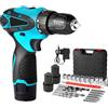 Generico Avvitatore Trapano a Batteria 12V Ricaricabile con 2 Batterie, Mandrino Autoserrante 10 mm, Set Accessori e Valigetta - Ideale per Fai da Te e Casa