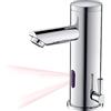Auralum Rubinetto Con Sensore, Miscelatore Lavabo Bagno Con Regolazione a Caldo e Freddo, Fotocellula a Batteria, Infrarossi, Ottone, Finitura Cromata