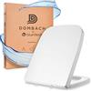 Dombach Lamera - Sedile WC con freno di caduta, originale premium sedile per WC antibatterico, a scatto, ammortizzante, rimovibile, ergonomico in Duroplast, forma rettangolare 45 x 36,8 x 5,5 cm,