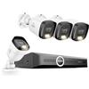 SANNCE Kit Videosorveglianza Esterno PoE 6MP NVR 8 Canali Senza Disco Rigido 2K/3MP 4 Telecamere Poe con LED Smart IR, Riconoscimento Intelligente Persone/Veicolo, Notturna a Colori 65 Piedi