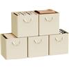 WOLTU Set di 5 Cubi di Tessuto, Scatole Ripiegabili da Ripiano con Maniglia e Telaio in Metallo, Crema, 29,5x29,5x28,5cm