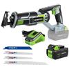 WORKPRO Sega a Gattuccio a Batteria 20V Con LED - Include 4 Lame, Batteria 4,0 Ah, Caricabatterie - Velocità Variabile per Taglio Legno e Metallo