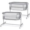 kk Kinderkraft Kinderkraft NESTEE UP 2 Culla da affiancare, Lettino Co-Sleeping, 5 livelli di regolazione dell'altezza, 4 ruote per poterlo, Facile da Montare, Accessori materasso, Morbido materiale, Grigio
