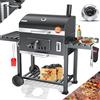 KESSER® Barbecue con Carrello XXL Barbecue a carbonella con Coperchio, Ruote, Manico in Acciaio Inox, griglia e termometro a carbonella,Grande Barbecue a carbonella Barbecue da Campeggio