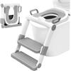 WOLTU Riduttore WC per Bambini con Scaletta, Adattatore Water per Bimbi Pieghevole, Regolabile in 2 Altezze, Senza Montaggio, con Morbida Seduta Imbottita in PU, Bianco+Grigio