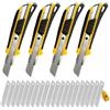CCLIFE 4 pezzi cutter professionale taglierino 18 mm + 20 lame taglierino maniglia antiscivolo trincetto professionale per cartone moquette e bricolage