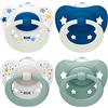NUK Signature Day & Night ciuccio | 0-6 mesi | Calma il 95% dei bambini | Succhietti a forma di cuore in silicone senza BPA | Glow-in-the-dark | Stelle | 4 pezzi