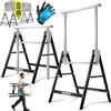 MASKO® Cavalletto da lavoro telescopico | Cavalletto pieghevole max. portata 200 kg | Regolabile in altezza min/max. altezza di lavoro 800 - 1300 mm | con guanti, Set di 8 - Argento/Nero