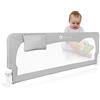 LIONELO Hanna Sponda letto universale barriera protettiva per letto alta 65 cm installazione facile 180 gradi di reclinazione sponda pieghevole con blocco standsafe, grigio