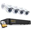 Anlapus DVR Kit Videosorveglianza Sistemi Videocamera 8 Canali 1080P H.265+ TVI DVR 4 Telecamere di Sorveglianza Esterno, 1TB HDD, IR Visione Notturna, P2P