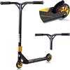LIONELO Whizz Monopattino Stunt Scooter Freestyle, Cuscinetti ABEC-9 Deck in Alluminio Sistema di Compressione HIC Ruote da 110 mm Manubrio a T Largo, Freno Flex Fender MN Steel, Design Unico (Nero)